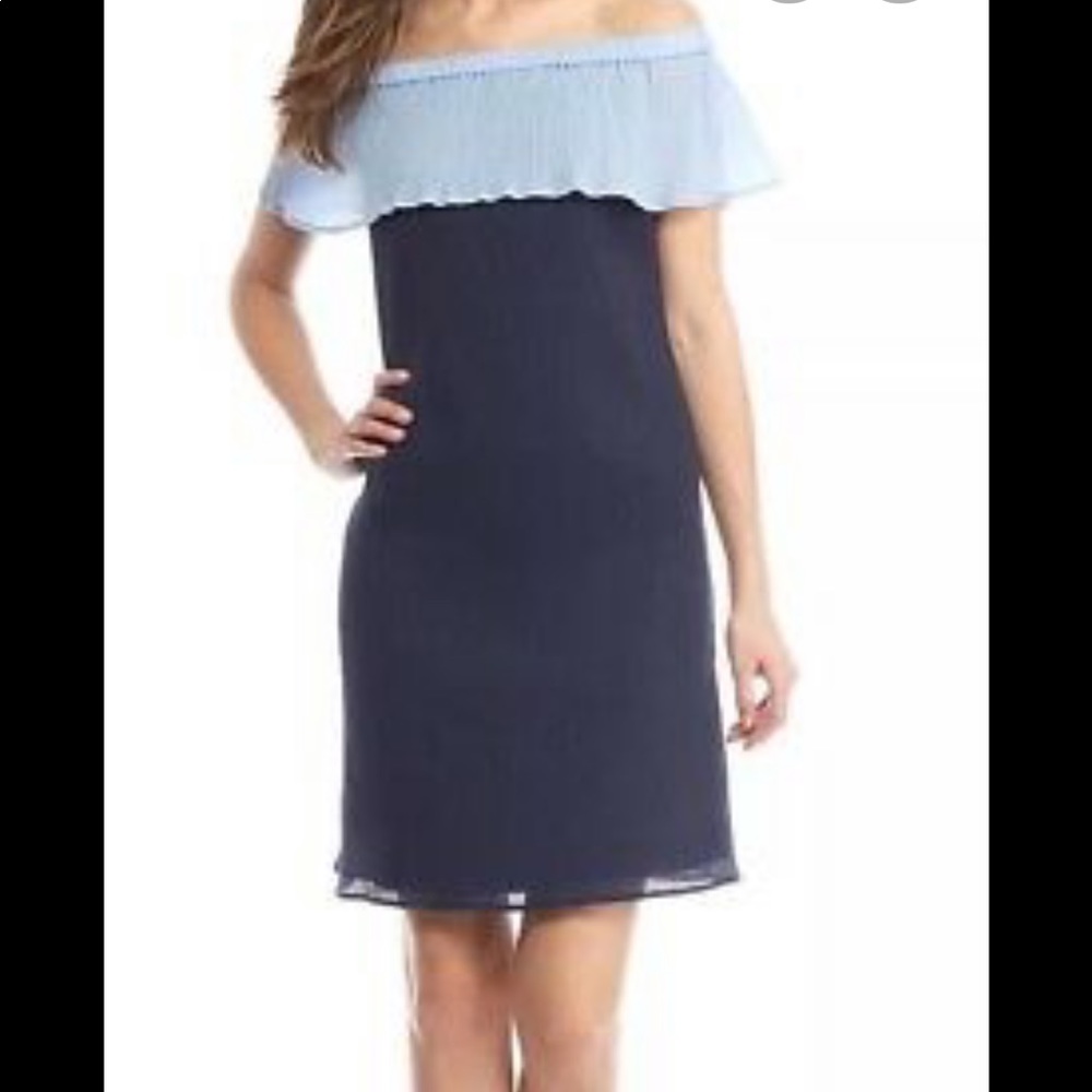 sail to sable navy ruffle dress medium